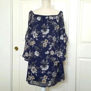 Altar'd State Navy Long sleeve Floral Dress